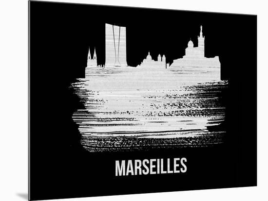Marseilles Skyline Brush Stroke - White-NaxArt-Mounted Art Print