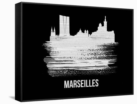 Marseilles Skyline Brush Stroke - White-NaxArt-Framed Stretched Canvas