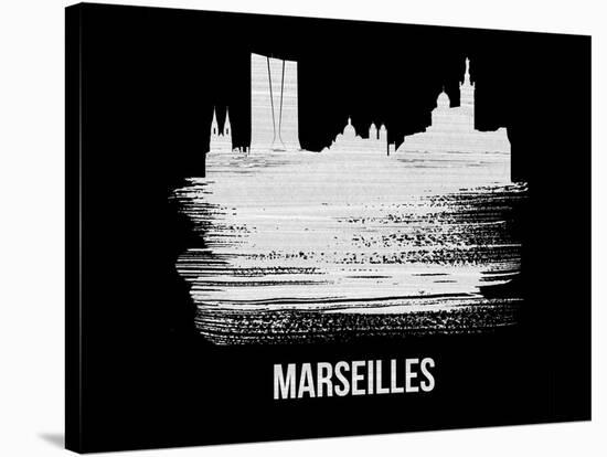 Marseilles Skyline Brush Stroke - White-NaxArt-Stretched Canvas