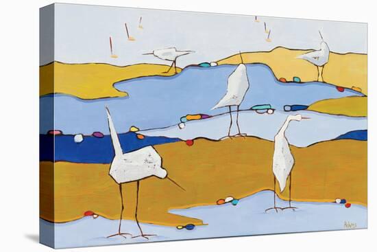 Marsh Egrets VI Dark Sand-Phyllis Adams-Stretched Canvas