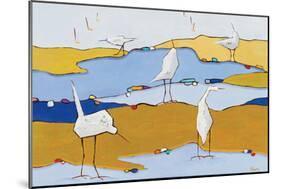 Marsh Egrets VI Dark Sand-Phyllis Adams-Mounted Art Print