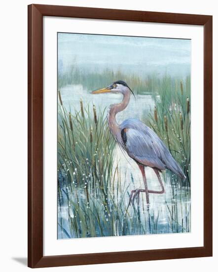 Marsh Heron II-Tim O'toole-Framed Art Print