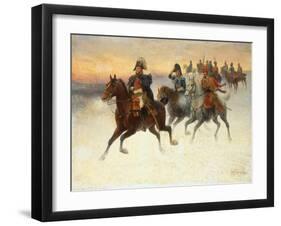 Marshal Ney and Napoleon and their Troops during the Russian campaign-Jan van Chelminski-Framed Giclee Print