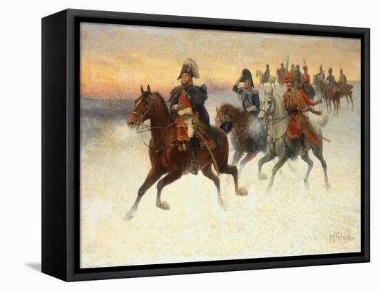 Marshal Ney and Napoleon and their Troops during the Russian campaign-Jan van Chelminski-Framed Stretched Canvas