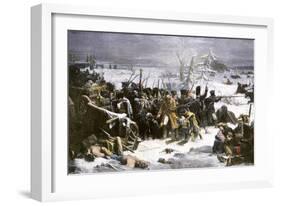 Marshal Ney Bringing the French Rear-Guard Out of Russia with Heavy Losses, c.1812-null-Framed Giclee Print