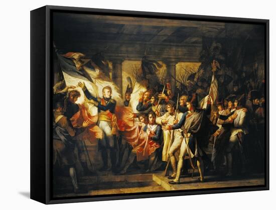 Marshal Ney Gives Back to the Soldiers of the 76th Line Regiment their Standards-Charles Meynier-Framed Stretched Canvas