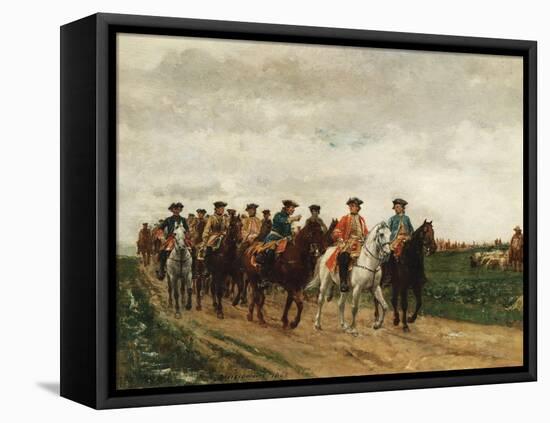 Marshal Saxe and His Troops, 1866-Jean-Louis Ernest Meissonier-Framed Stretched Canvas