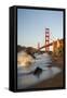 Marshall Beach, San Francisco, California, USA: Seascape Together With The Golden Gate Bridge-Axel Brunst-Framed Stretched Canvas