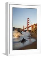 Marshall Beach, San Francisco, California, USA: Seascape Together With The Golden Gate Bridge-Axel Brunst-Framed Photographic Print