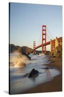 Marshall Beach, San Francisco, California, USA: Seascape Together With The Golden Gate Bridge-Axel Brunst-Stretched Canvas