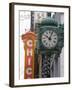 Marshall Field Building Clock and Chicago Theatre Behind, Chicago, Illinois, USA-Amanda Hall-Framed Photographic Print