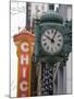 Marshall Field Building Clock and Chicago Theatre Behind, Chicago, Illinois, USA-Amanda Hall-Mounted Photographic Print