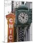 Marshall Field Building Clock and Chicago Theatre Behind, Chicago, Illinois, USA-Amanda Hall-Mounted Photographic Print
