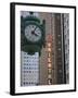 Marshall Field Building Clock and Oriental Theatre Sign, Theatre District, Chicago, Illinois, USA-Amanda Hall-Framed Photographic Print