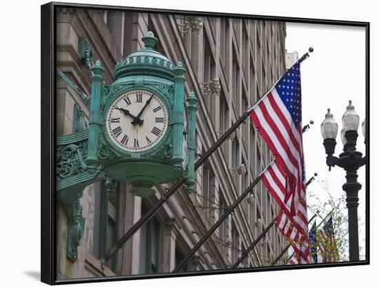 Marshall Field Building Clock, Now Macy's Department Store, Chicago, Illinois, USA-Amanda Hall-Framed Photographic Print