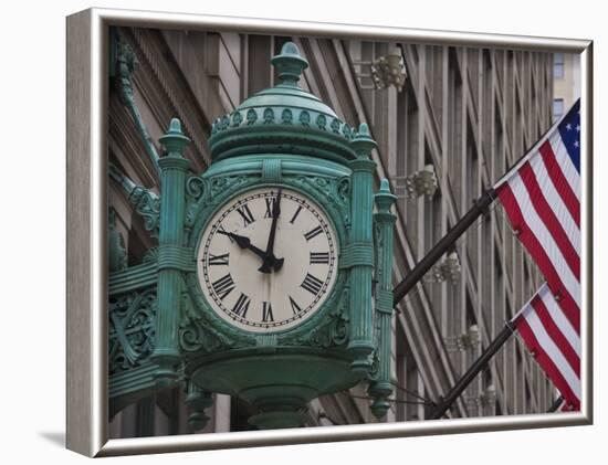 Marshall Field Building Clock, Now Macy's Department Store, Chicago, Illinois, USA-Amanda Hall-Framed Photographic Print