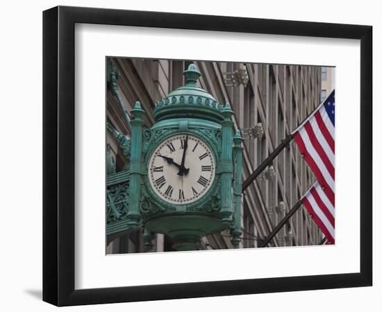 Marshall Field Building Clock, Now Macy's Department Store, Chicago, Illinois, USA-Amanda Hall-Framed Photographic Print