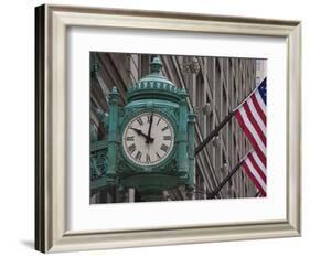 Marshall Field Building Clock, Now Macy's Department Store, Chicago, Illinois, USA-Amanda Hall-Framed Photographic Print