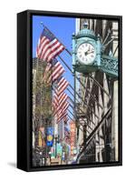 Marshall Field Building Clock, State Street, Chicago, Illinois, United States of America-Amanda Hall-Framed Stretched Canvas