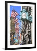 Marshall Field Building Clock, State Street, Chicago, Illinois, United States of America-Amanda Hall-Framed Photographic Print