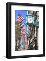 Marshall Field Building Clock, State Street, Chicago, Illinois, United States of America-Amanda Hall-Framed Photographic Print