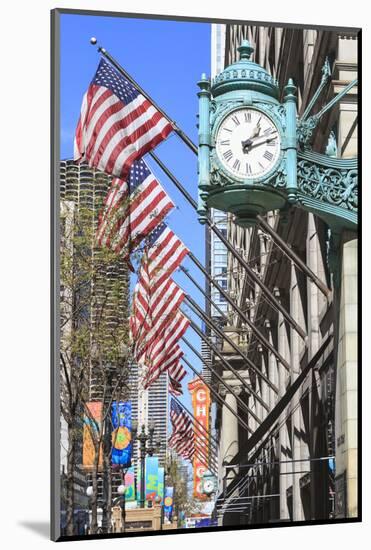 Marshall Field Building Clock, State Street, Chicago, Illinois, United States of America-Amanda Hall-Mounted Photographic Print