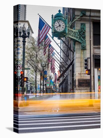 Marshall Field Clock Chicago-Steve Gadomski-Stretched Canvas