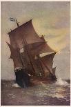 The Mayflower Carrying the Pilgrim Fathers across the Atlantic to America in 1620-Marshall Johnson-Stretched Canvas