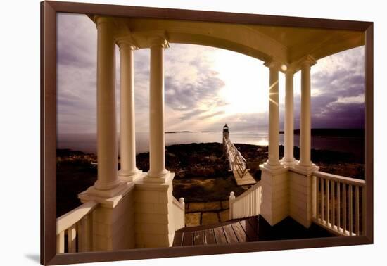 Marshall Point Sunset Viewed from a Balcony-George Oze-Framed Photographic Print