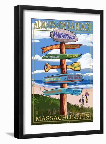 Marshfield, Massachusetts - Sign Destinations-Lantern Press-Framed Art Print