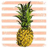 Bright Pineapple on Striped Background-mart_m-Art Print