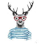 Deer Dressed up in Hipster Style-mart_m-Art Print
