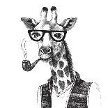 Illustration of Dressed up Giraffe Hipster-mart_m-Art Print