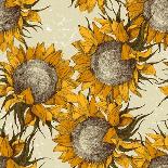 Seamless Vintage Ornament with Sunflowers-mart-Framed Stretched Canvas
