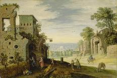 Landscape with Ruins and View of a Town, Ca. 1620-Marten Ryckaert-Mounted Giclee Print