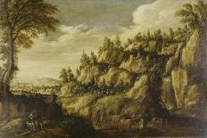 Landscape with Ruins and View of a Town, Ca. 1620-Marten Ryckaert-Mounted Giclee Print