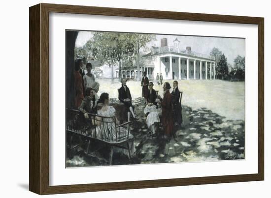 Martha and George Washington Entertaining their Friends on the Lawn of Mount Vernon, 1898 (Oil & Gr-Howard Pyle-Framed Giclee Print