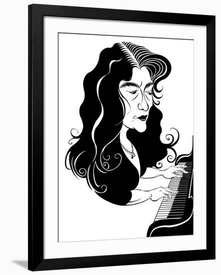 Martha Argerich - caricature of the Argentinian pianist-Neale Osborne-Framed Giclee Print