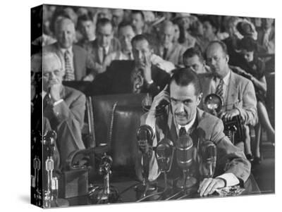 Howard R. Hughes Testifying at Hearing Before the Senate War Investigation Committee