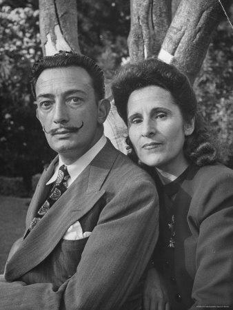 Surrealist Artist Salvador Dali with His Wife Gala in a Garden