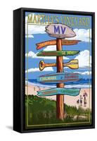 Martha's Vineyard - Destination Sign-Lantern Press-Framed Stretched Canvas