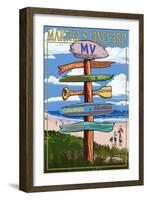 Martha's Vineyard - Destination Sign-Lantern Press-Framed Art Print