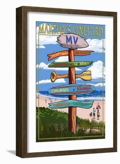 Martha's Vineyard - Destination Sign-Lantern Press-Framed Art Print