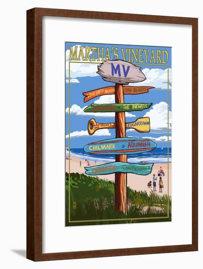 Martha's Vineyard - Destination Sign-Lantern Press-Framed Art Print