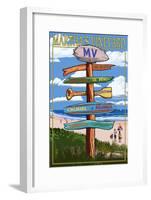 Martha's Vineyard - Destination Sign-Lantern Press-Framed Art Print