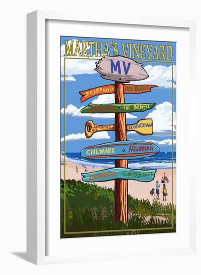 Martha's Vineyard - Destination Sign-Lantern Press-Framed Art Print