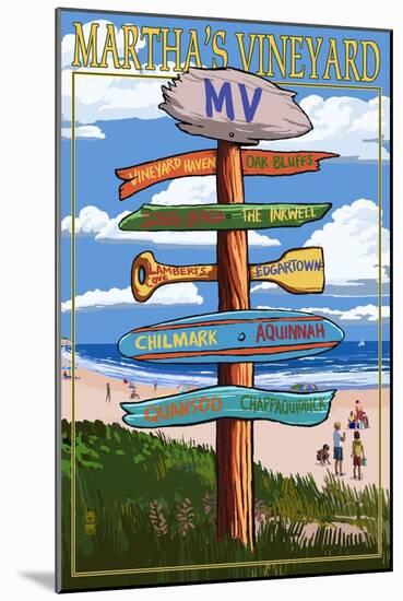 Martha's Vineyard - Destination Sign-Lantern Press-Mounted Art Print