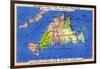 Martha's Vineyard Island, Massachusetts - Detailed Map of the Island-Lantern Press-Framed Art Print