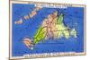 Martha's Vineyard Island, Massachusetts - Detailed Map of the Island-Lantern Press-Mounted Art Print