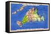 Martha's Vineyard Island, Massachusetts - Detailed Map of the Island-Lantern Press-Framed Stretched Canvas